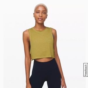Lululemon Muscle Love Cropped Tank in Washed Gape Leaf, size 6.